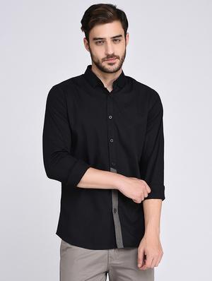 black cotton casual shirt - 15614742 - Standard Image - 1