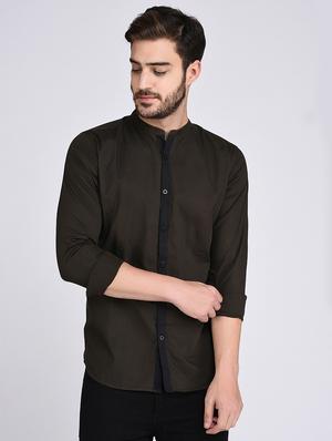 green cotton casual shirt - 15614744 - Standard Image - 1