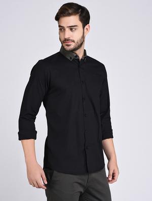 black cotton casual shirt - 15614746 - Standard Image - 1
