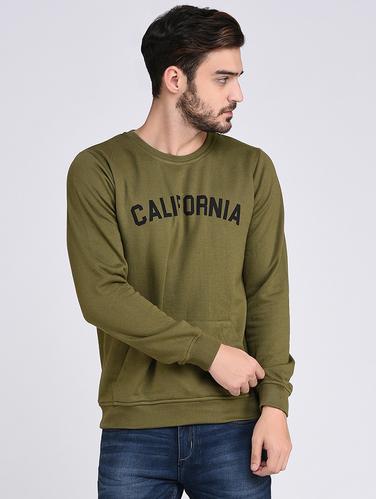 green fleece chest print sweatshirt - 15614762 - Very Small Image - 1