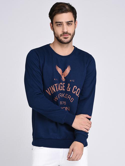 blue fleece chest print sweatshirt - 15614764 - Standard Image - 1