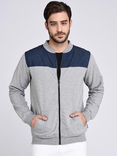 grey cotton casual jacket - 15614769 - Very Small Image - 1