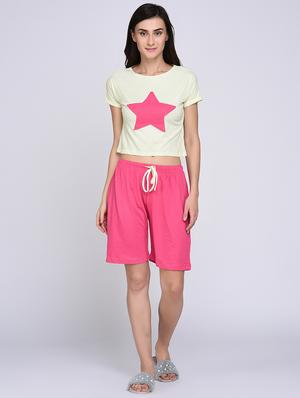 star patch nightwear shorts set - 15614813 - Standard Image - 1