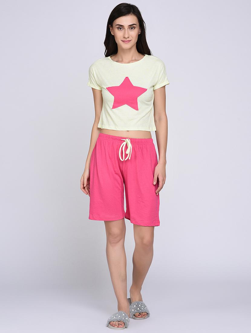 star patch nightwear shorts set - 15614813 - Zoom Image - 1