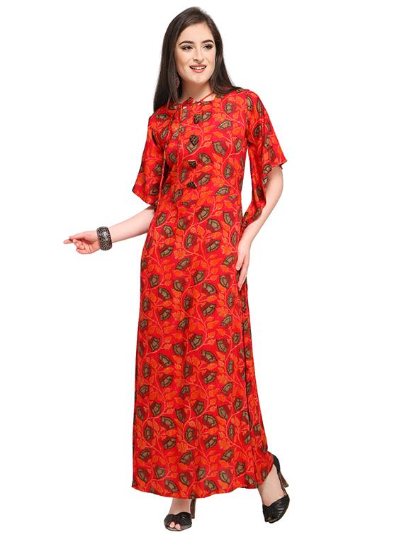 Printed a-line kurta with drawstring - 15614830 - Zoom Image - 1