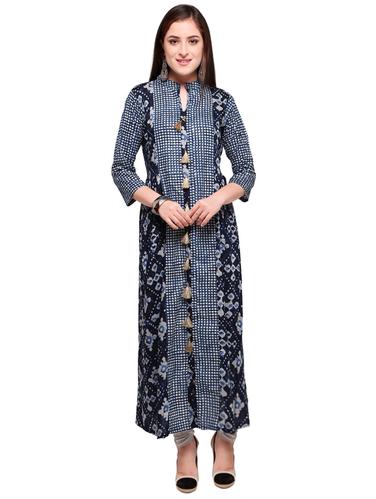 Printed a-line kurta with tassels - 15614838 - Very Small Image - 1