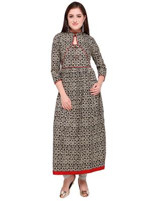 Flared printed key hole kurta - 15614840 - Standard Image - 1