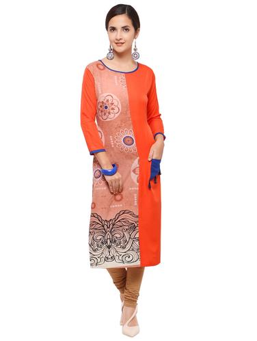 Printed straight kurta with pockets - 15614857 - Very Small Image - 1