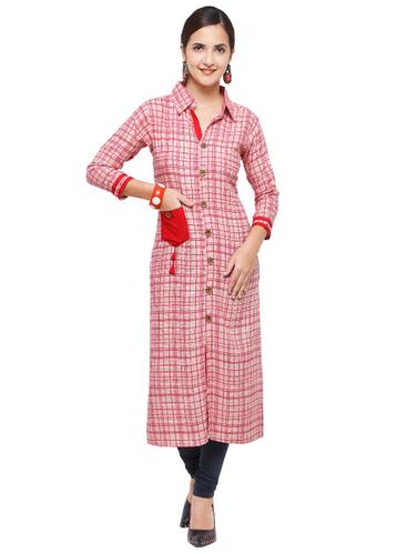 Checkered straight kurta with pockets - 15614860 - Very Small Image - 1