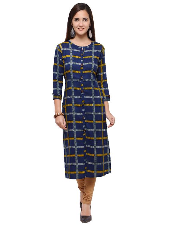 Straight checkered straight kurta - 15614862 - Zoom Image - 1