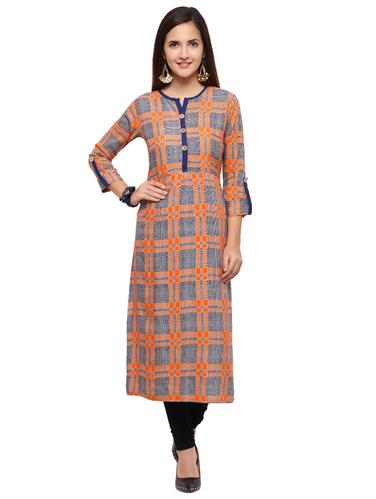 Checkered straight kurta - 15614866 - Very Small Image - 1