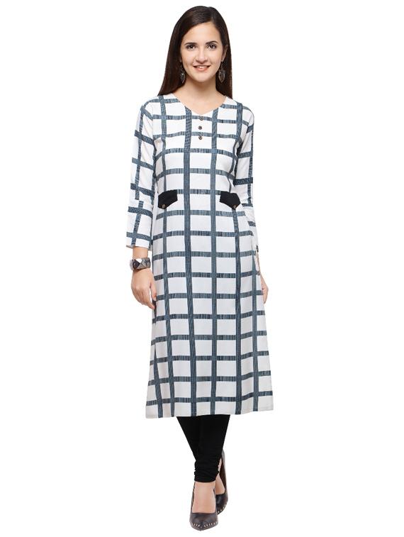 Checkered straight kurta - 15614868 - Zoom Image - 1