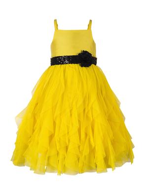 yellow net frock - 15615255 - Standard Image - 1