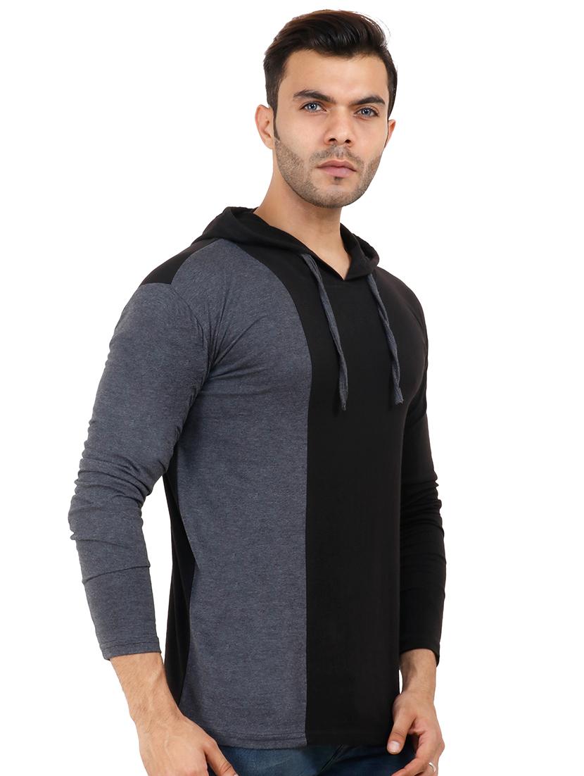 black cotton color block tshirt - 15615272 - Zoom Image - 2