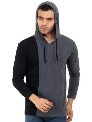grey cotton color block tshirt - 15615273 - Standard Image - 1