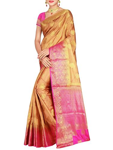 paisley zari motif banarasi saree with blouse - 15615349 - Very Small Image - 1