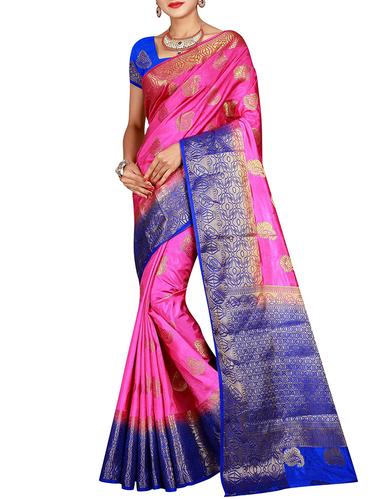 paisley zari motif banarasi saree with blouse - 15615350 - Very Small Image - 1