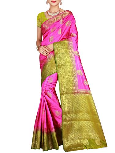 paisley zari motif banarasi saree with blouse - 15615351 - Very Small Image - 1