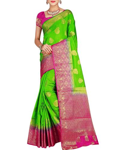 paisley zari motif banarasi saree with blouse - 15615352 - Very Small Image - 1