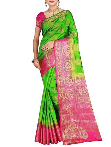 conversational zari motif banarasi saree with blouse - 15615355 - Very Small Image - 1