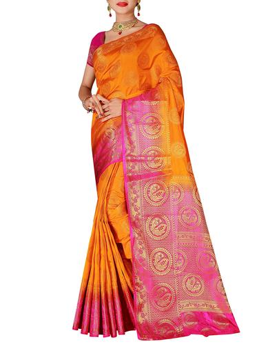 conversational zari motif banarasi saree with blouse - 15615357 - Very Small Image - 1
