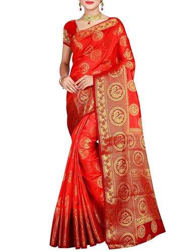 conversational zari motif banarasi saree with blouse - 15615358 - Very Small Image - 1