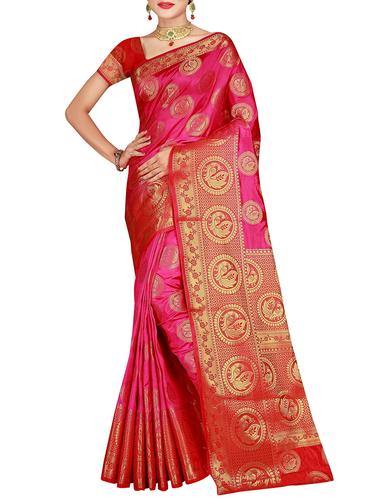 conversational zari motif banarasi saree with blouse - 15615359 - Very Small Image - 1