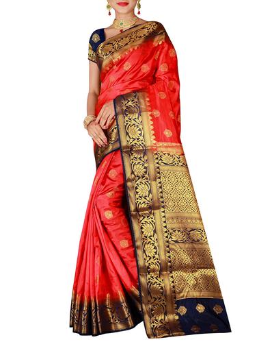 gold zari border banarasi sareet with blouse - 15615370 - Very Small Image - 1