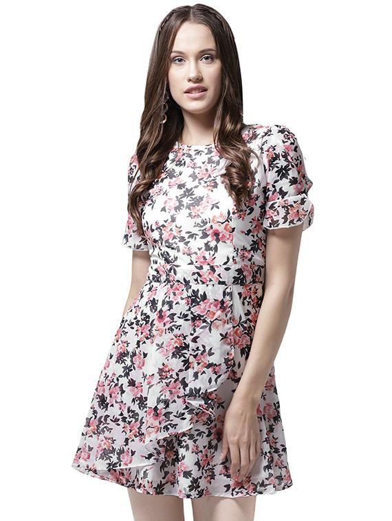 front overlap floral a-line dress - 15615395 - Zoom Image - 1