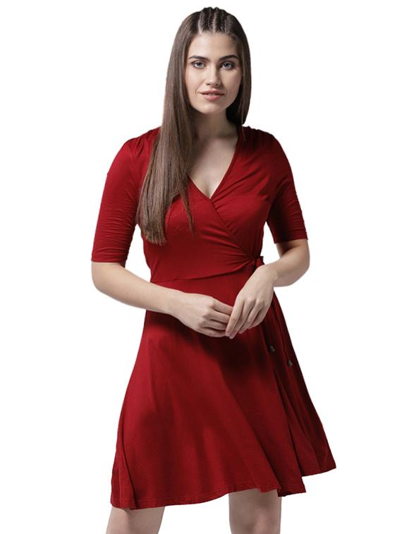 knot detail front overlap dress - 15615401 - Zoom Image - 1