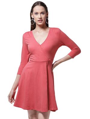 self tie waist front overlap dress - 15615405 - Standard Image - 1