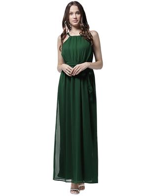 halter neck solid maxi dress - 15615410 - Standard Image - 1