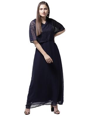 v neck lace overlay maxi dress - 15615417 - Standard Image - 1
