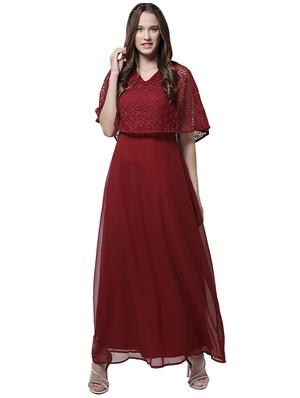 v neck lace overlay maxi dress - 15615418 - Standard Image - 1