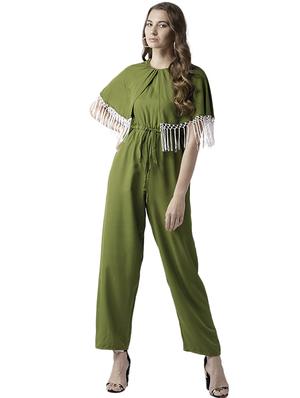 drawstring waist fringed hem overlay jumpsuit - 15615422 - Standard Image - 1