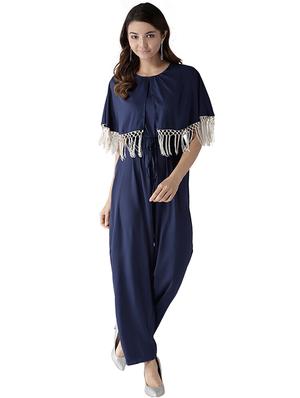 drawstring waist fringed hem overlay jumpsuit - 15615423 - Standard Image - 1