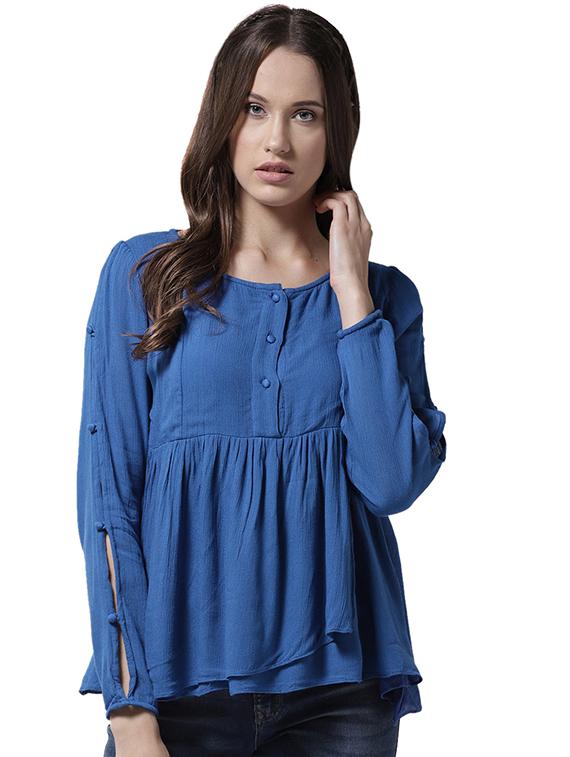 button closure sleeve gathered top - 15615434 - Zoom Image - 1