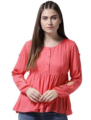 button closure sleeve gathered top - 15615435 - Standard Image - 1