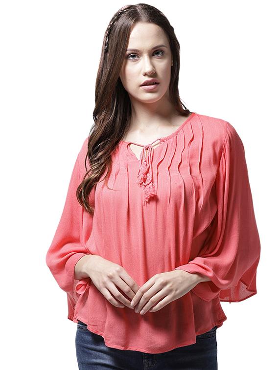 lace yoke pintuck detail top - 15615437 - Zoom Image - 1
