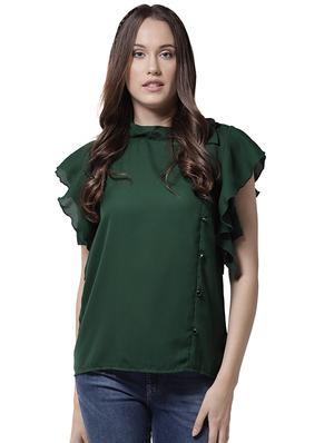 button detail flutter sleeve top - 15615441 - Standard Image - 1