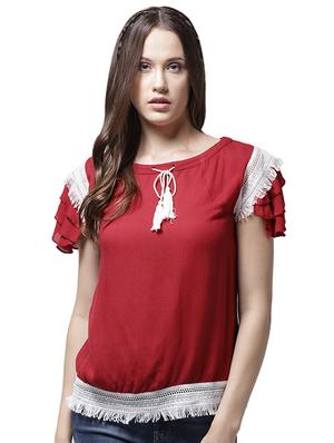 fringed lace detail top - 15615448 - Standard Image - 1