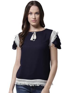 fringed lace detail top - 15615449 - Standard Image - 1