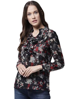 ruffled detail mandarin neck top - 15615452 - Standard Image - 1
