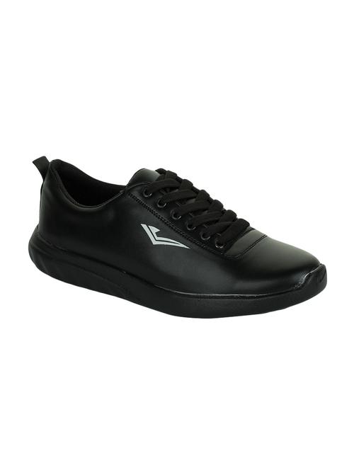 black leatherette lace up sneakers - 15615567 - Standard Image - 1