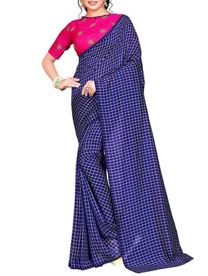 checkered woven saree with blouse - 15615577 - Standard Image - 1