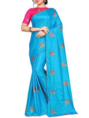 conversational embroidered saree with blouse - 15615583 - Standard Image - 1