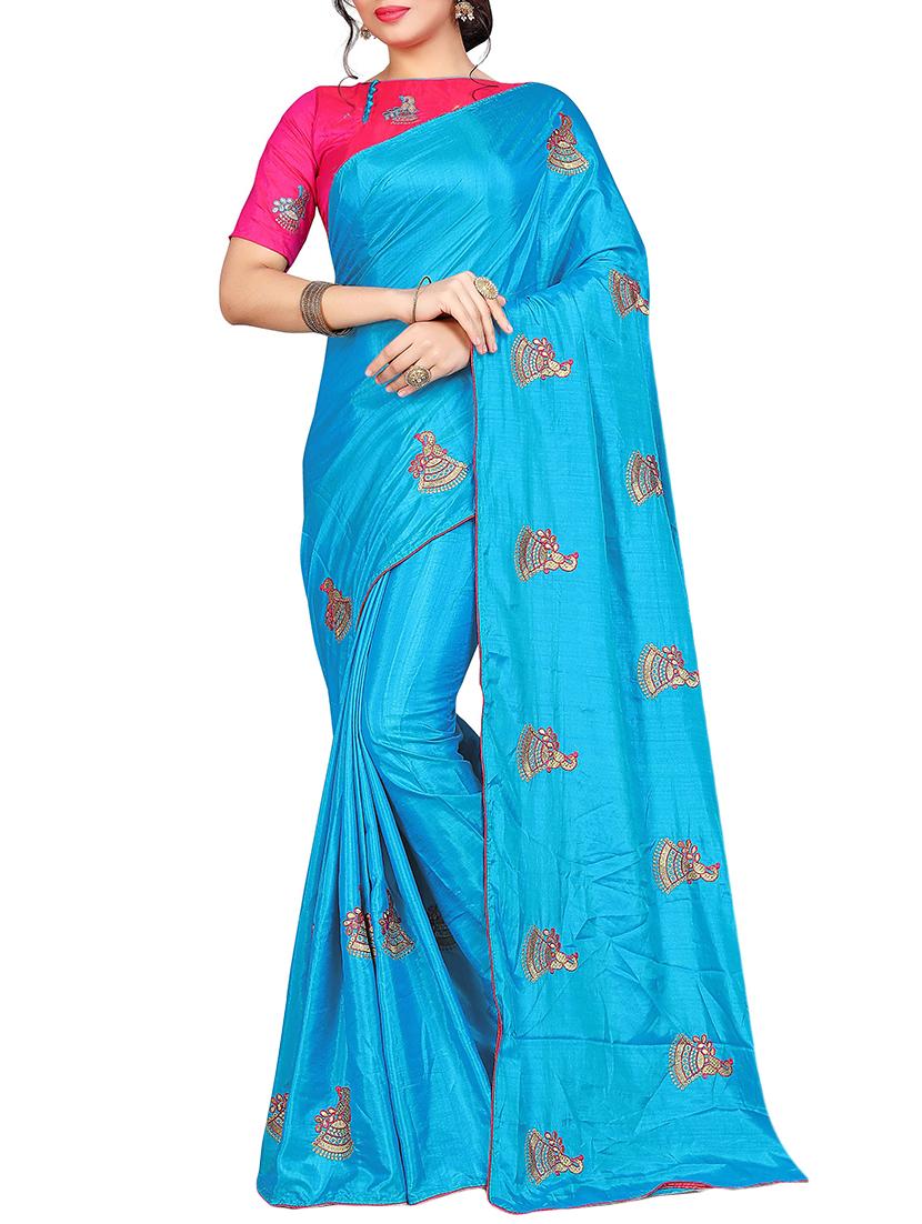 conversational embroidered saree with blouse - 15615583 - Zoom Image - 1