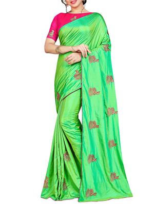 conversational green embroidered saree with blouse - 15615584 - Standard Image - 1