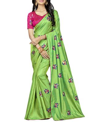 conversational green embroidered saree with blouse - 15615596 - Standard Image - 1