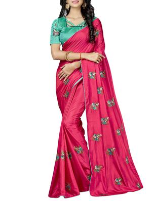 conversational pink embroidered saree with blouse - 15615599 - Standard Image - 1